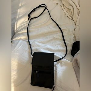 Black Leather Crossbody Wallet